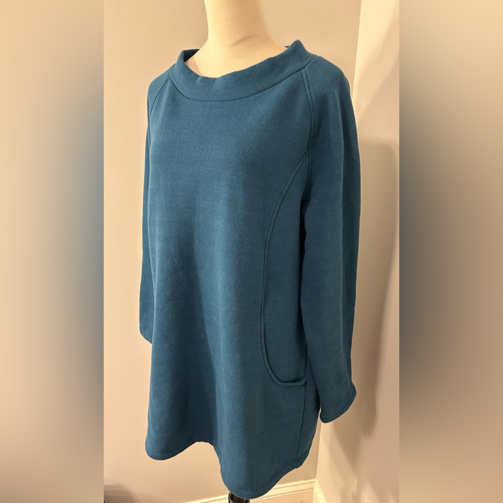 Talbots Teal Pullover Tunic Sweatshirt